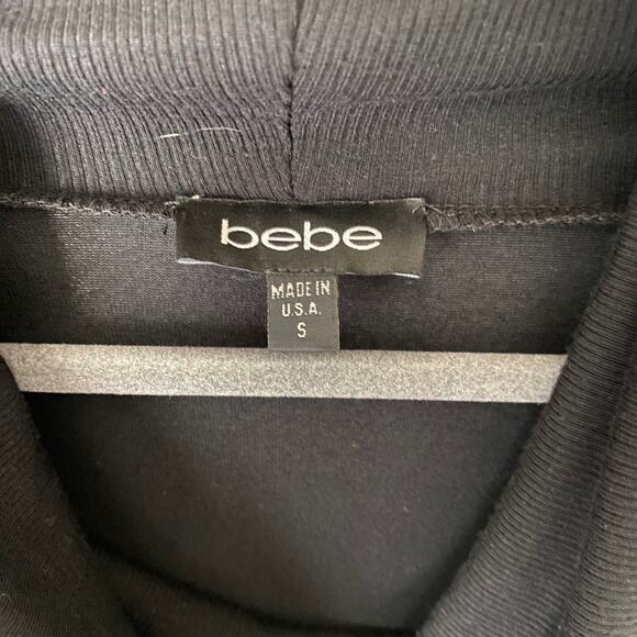 BEBE Women's Small Black Knit Cowl Neck Short Sleeve 90's Y2K Relaxed Classic - Picture 3 of 7